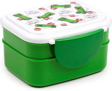 Puckator bentobox lunchbox - minecraft creeper tnt - sss. . . boom - wit groen - bestek - 9x15,5x14cm
