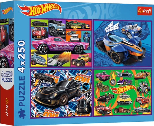 Trefl hot wheels raceauto's 4-in-1 legpuzzel - 1000 stukjes - vanaf 12 jaar