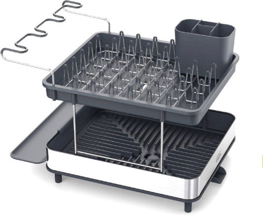 Joseph joseph excel 2-laags rvs afdruiprek – compact droogrek met glazenhouder bestekbak