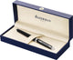 Waterman hémisphère-vulpen | glimmend zwart met chromen rand | medium penpunt | zwarte inkt | cadeauverpakking