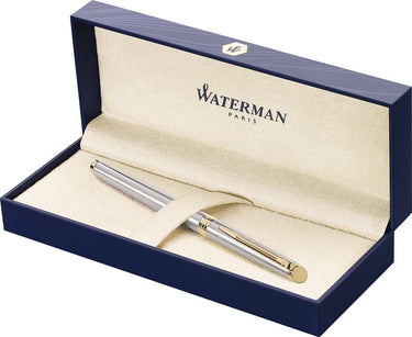 Waterman hémisphère rollerballpen | roestvrij staal met 23-karaats gouden rand | fijne punt | zwarte inkt | geschenkverpakking