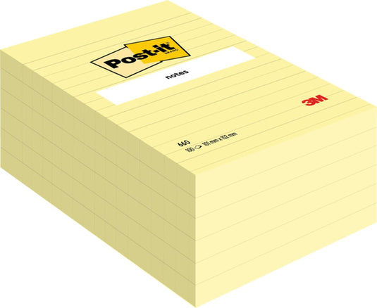 Post-it ® notes canary yellow™ - gelijnd - 102 x 152 mm - 100 blaadjes