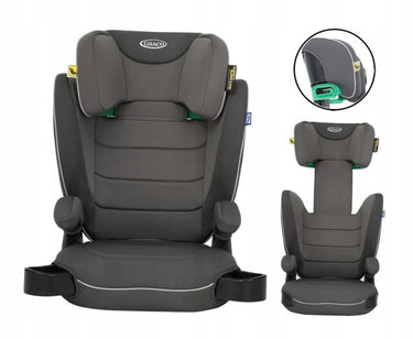 Graco logico l i-size r129 autostoeltje - iron - zitverhoger met rugleuning - van 100 tot 150 cm (ca. 3,5 tot 12 jaar)