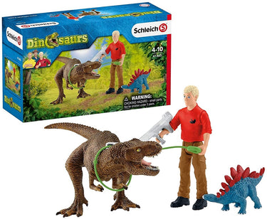 Schleich dinosaurus- tyrannosaurus rex aanval - dino speelgoed - speelfigurenset - kinderspeelgoed voor jongens en meisjes - 5 tot 12 jaar - 4 onderdelen