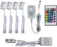 B.k.licht - led rgb licht set van 4 - kastverlichting - glasplaatclips - onderbouwverlichting - met afstandsbediening - led strips