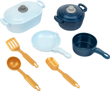 Klein toys kookgerei - pollepel, spatel, kooklepel, grillpan, steelpan, pot, braadpan met deksel - multicolor