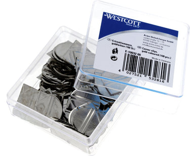 Westcott hoekclips - aluminium zilver - kunststof doos 100 stuks - ac-e10031