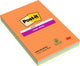 Post-it ® super sticky notes, oranje, geel,blauw, gelijnd, 102mm x 152 mm, 3 blokken, 45 blaadjes blok