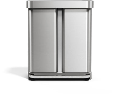 Simplehuman rechthoekige pedaalemmer van 58 liter - met twee compartimenten (34 24) - met zakkenrand - geborsteld roestvrij staal