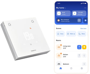 Netatmo slimme thermostaat original – bedrade smart thermostaat – app bediening, energiebesparing verbruiksinzicht – matter compatibel – werkt met apple home, google home, alexa – wit
