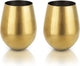 Viski stemless wijnglas - rvs - 532ml - goudkleurig - set van 2