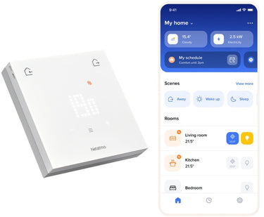 Netatmo slimme thermostaat original – draadloze smart thermostaat – app bediening, energiebesparing verbruiksinzicht – matter compatibel – werkt met apple home, google home, alexa smartthings – wit