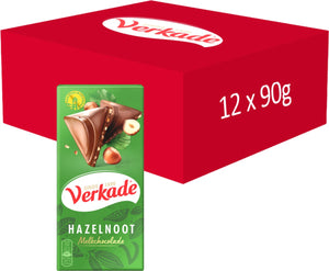 Verkade chocoladereep melkchocolade - hazelnoot - 12 x 90gram