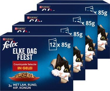 Felix elke dag feest in gelei countryside selection - kattenvoer natvoer - lam kip rund konijn - 48 x 85 g