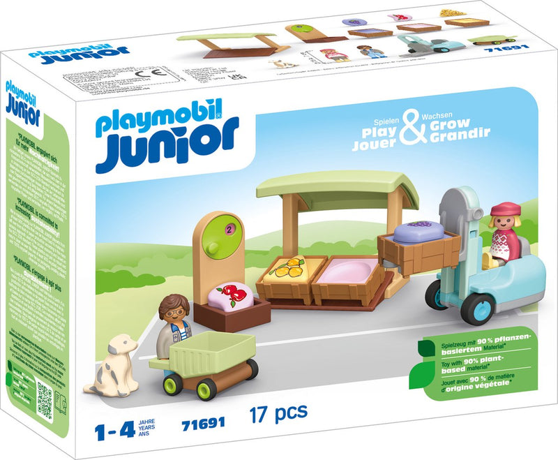 Afbeelding laden in galerijviewer, Playmobil 1.2.3. biologische marktkraam en heftruck - 71691

