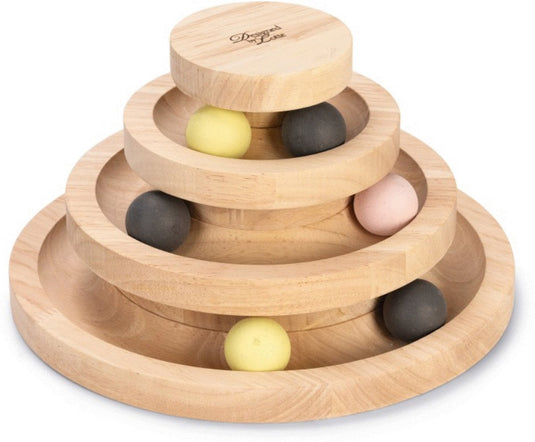 Designed by lotte speeltoren mia - kattenspeelgoed - hout - bruin - 26x26x14,5 cm