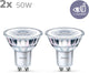 Philips led energiezuinige spot - 50 w - gu10 - warmwit licht - 2 stuks - bespaar op energiekosten