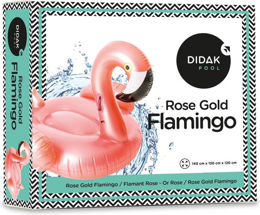 Didak pool ride-on flamingo - opblaasfiguur - rosé goud - 140x130x120 cm - opblaasbaar