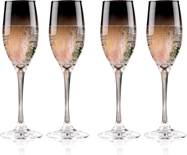 Alpina champagneglazen set 4 stuks - champagne glazen smoked - ook geschikt voor prosecco en cava - champagneflutes voor elke gelegenheid - glas