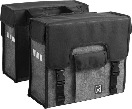 Willex shopper - dubbele fietstas - 38liter - zwart antraciet - universele bevestiging - de klassieker