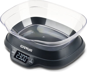 G3 ferrari ginny – digitale keukenweegschaal met kom – max. 5 kg – lcd display met verlichting – tare functie – g lb:oz – automatische uitschakeling – zwart