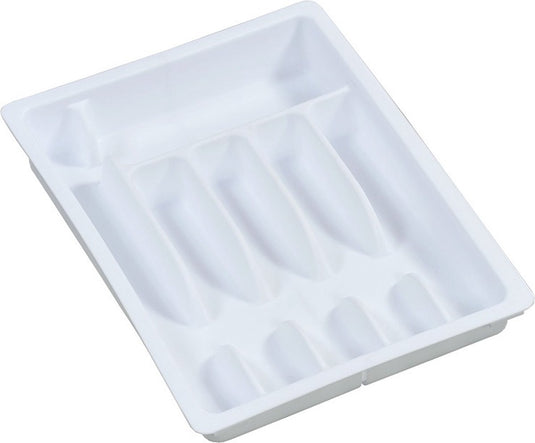 Kesper uitschuifbare bestekbak van plastic | 6 vaks -> uitschuifbaar naar 8 vaks | bestek opbergen in la | verstelbare bestekbak | 29-50 x 38 x 6,3 cm. | kleur: wit