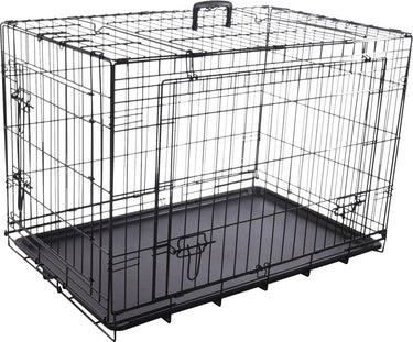 Flamingo hondenbench nyo zwart m – 77x47x53,5 cm – opvouwbare draadkooi met 2 deuren lade – hondenbench met handvat
