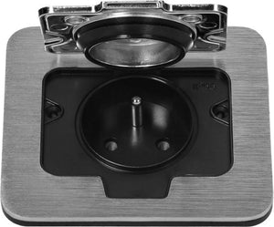Orno hermetisch elektrische socket ,inbouwstopcontact ip55, opening hoek 110°, brushed aluminium