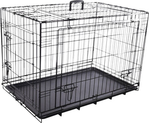 Flamingo hondenbench nyo zwart m – 77x47x53,5 cm – opvouwbare draadkooi met 2 deuren lade – hondenbench met handvat