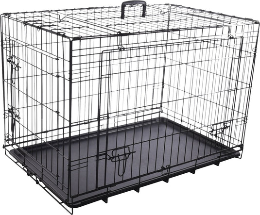 Flamingo hondenbench nyo zwart m – 77x47x53,5 cm – opvouwbare draadkooi met 2 deuren lade – hondenbench met handvat
