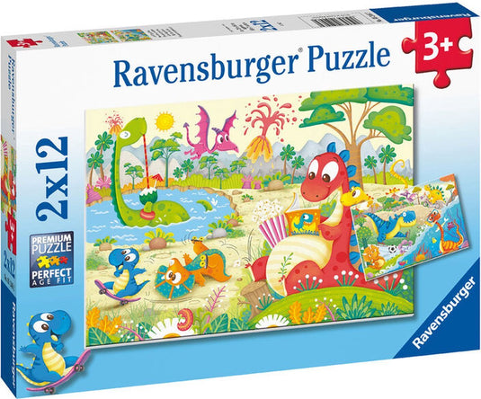 Ravensburger puzzel lievelingsdino's - twee puzzels - 12 stukjes - kinderpuzzel