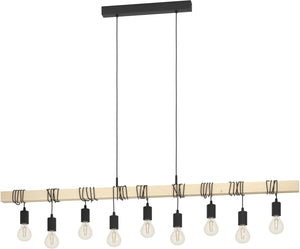 Eglo townshend hanglamp - e27 - 150 cm - bruin zwart - fsc hout