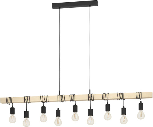 Eglo townshend hanglamp - e27 - 150 cm - bruin zwart - fsc hout