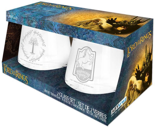 The lord of the rings set van 2 glazen - prancing pony en gondor unisex glazenset - doorzichtig - standard