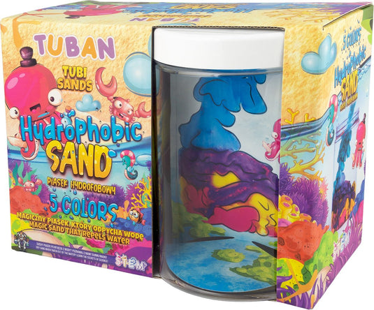 Tuban - hydrophobic sand set – 5 colors with aquarium, juwelierswerk zand voor kinderen, 3 jaar, meerkleurig