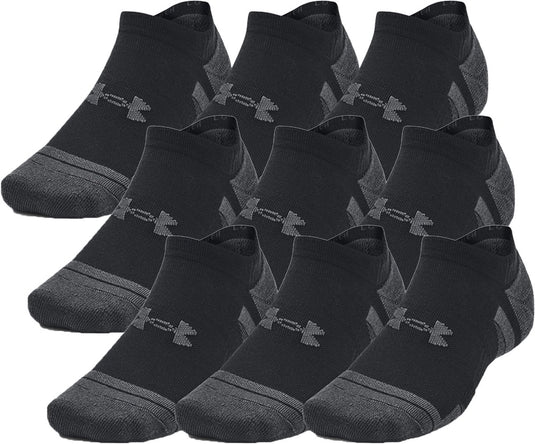 Under armour ua performance tech 3pk ns-blk unisex sportsokken - zwart - jet grijs