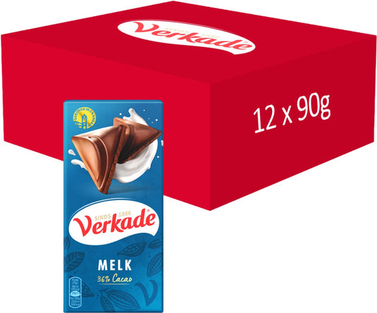 Verkade chocoladereep melkchocolade - 12 x 90 gram