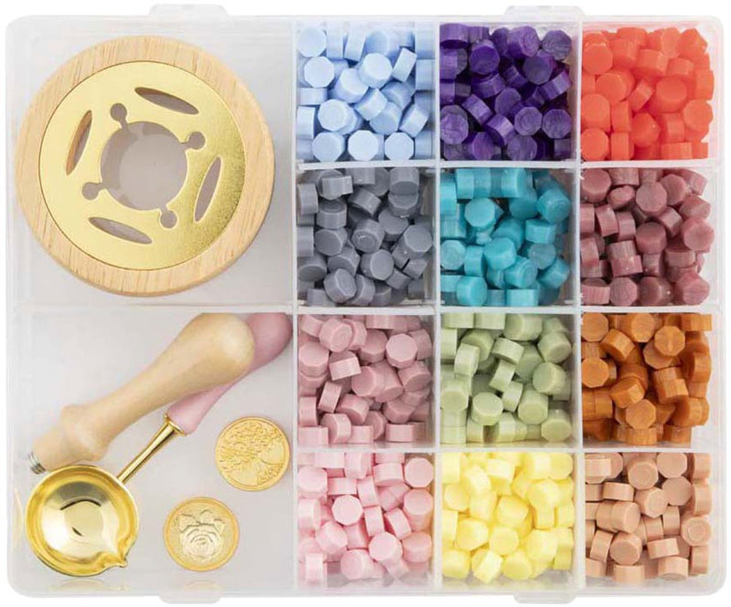 ギャラリービューアに画像をロードする, Creative craft group lakzegel set - incl. 12 kleuren, 2 stempels lepel
