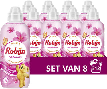 Robijn - wasverzachter - pink sensation - 8 flessen - 312 wasbeurten - voordeelverpakking