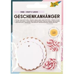 Papieren cadeautags folia rond 12 stuks