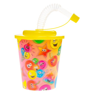 Duckiez beker met deksel en rietje lachgezicht, 12st.