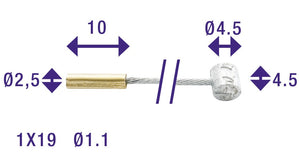 Cordo binnenkabel binnenkabel versteller 225cm ã˜1,1mm verzinkt + 2 nippels