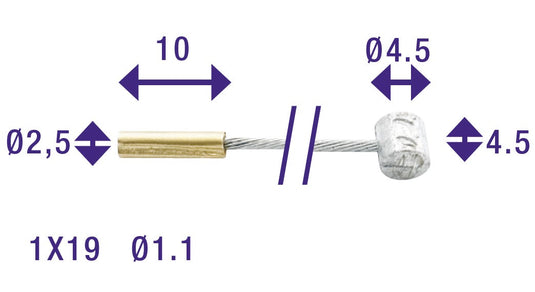 Cordo binnenkabel binnenkabel versteller 225cm ã˜1,1mm verzinkt + 2 nippels