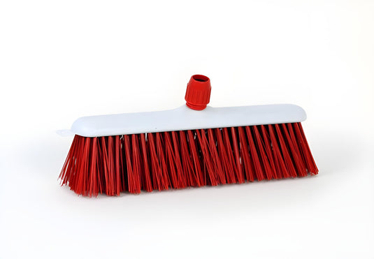 Luva straatbezem kunststof kunstvezel rood met steelhouder 30cm