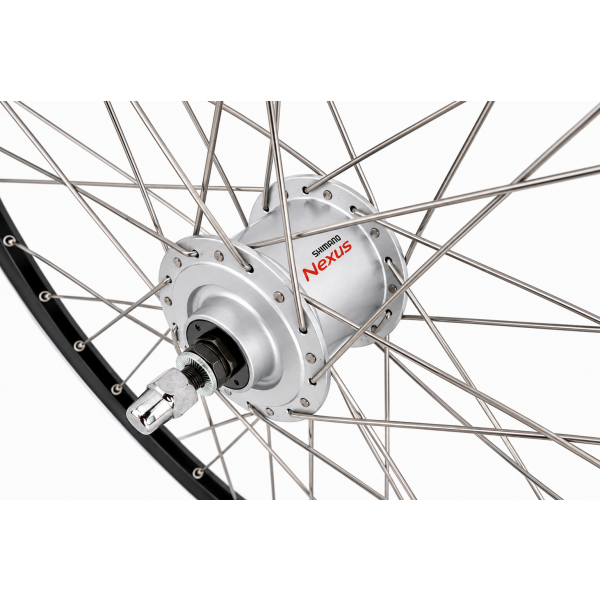 ギャラリービューアに画像をロードする, Shimano voorwiel 28 x 1 4'' aluminium zac 2000 velg - dh-c3000-3n naafdynamo - velgrem - zwart zilver
