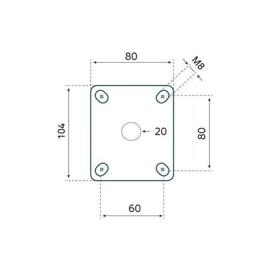 Tarsus Zwenkwiel + rem 125 mm. wit