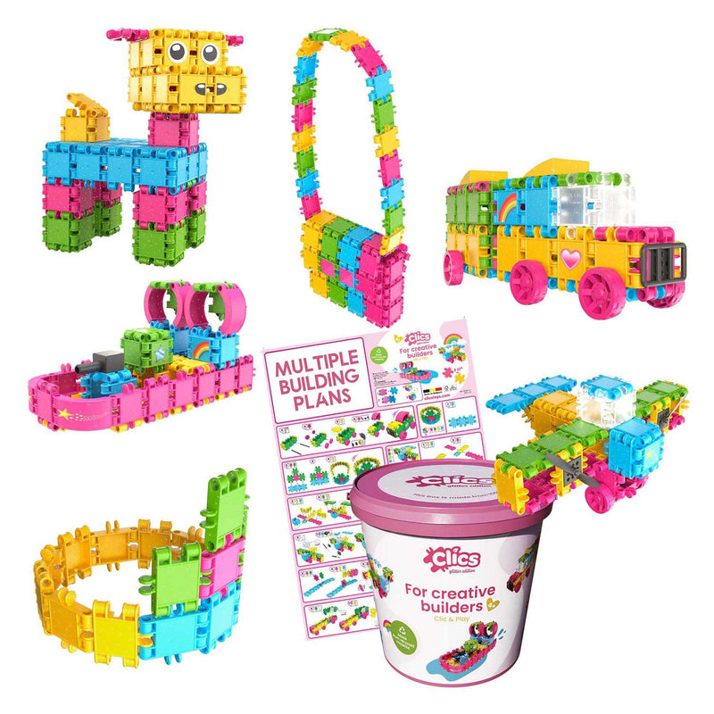 Load image into Gallery viewer, Clics bouwblokken - glitter bouwset 8in1
