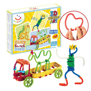 Clics Spaghetteez 3D Art Flexibele Bouwstaafjes, 100dlg.