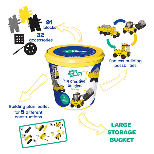 Clics bouwblokken werkvoertuigen in emmer - 123dlg.