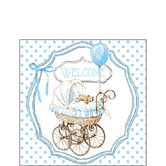 Ambiente servet 25cm welcome blue baby